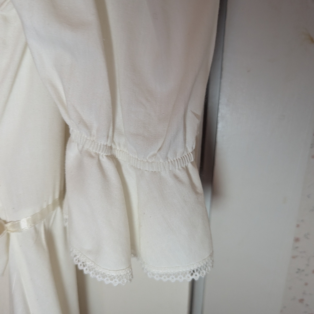 🤍 Vintage S Dress Fairy Prairie Cottage Wedding Cream Lace Puff Sleeves - Picture 7 of 16
